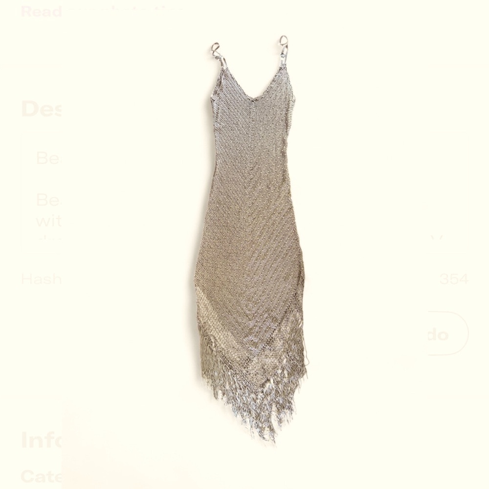 Free People Vintage Beaded Knit Fringe Dress by Kumbaya